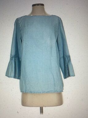 J. Jill Light Blue Bell-Sleeve Tunic Blouse